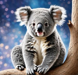 Fototapeta premium Glistening Koala Captivating of a Playful Koala with Amber Eyes
