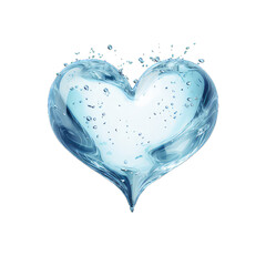 crystal heart shape with water in transparent background