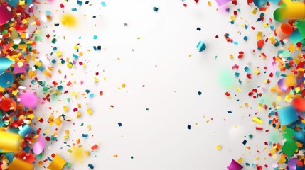 Festive multi-colored paper confetti party, background