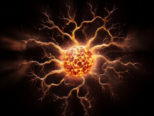 Striking stock photo of a neuron firing, showcasing the intricacy of the human brain Illustration Generative AI