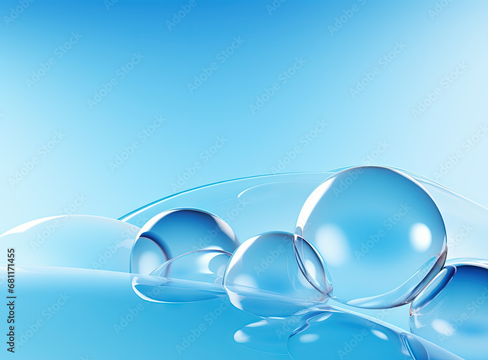 Aufkleber soaring bubbles on blue background. abstract soap bubbles floating background.