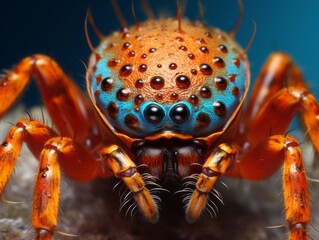 spider on the wall. Stunning AI-generated macro photo of a spider's face, showcasing intricate details and patterns Illustration Generative AI