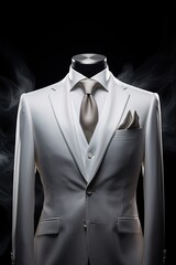 Luxury men's white suit on maniken. Generative  Ai