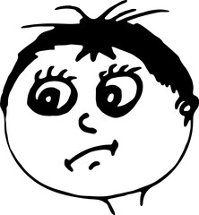 face doodle of a boy character with surprised eyes