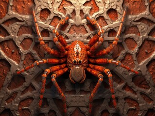 spider on the wall. Stunning AI-generated macro photo of a spider's face, showcasing intricate details and patterns Illustration Generative AI