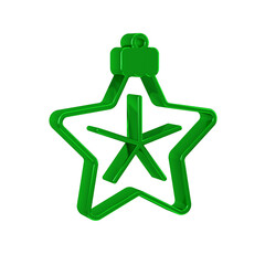 Green Christmas star icon isolated on transparent background. Merry Christmas and Happy New Year.