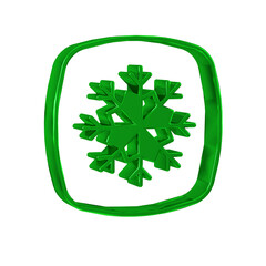 Green Snowflake icon isolated on transparent background. Merry Christmas and Happy New Year.