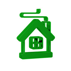 Green Merry Christmas house icon isolated on transparent background. Home symbol.