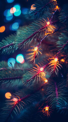 Obraz na płótnie Canvas Christmas tree glowing with lights. New Year festive atmosphere
