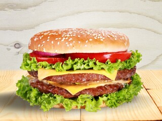 Photo of fresh tasty cheese burger