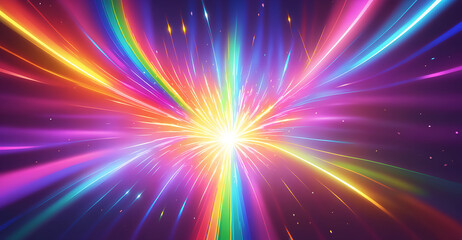 rainbow colorful explosion light speed AI interface magical expansion - obrazy, fototapety, plakaty