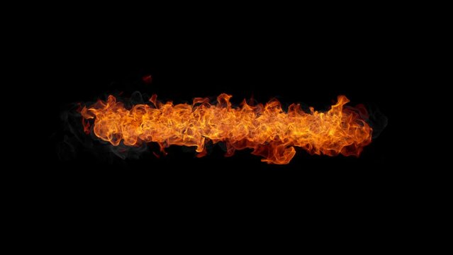 Super Slow Motion Shot of Real Fire Line Isolated on Black Background at 1000fps.