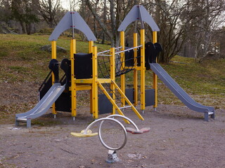 Sandbox and slid at playing area