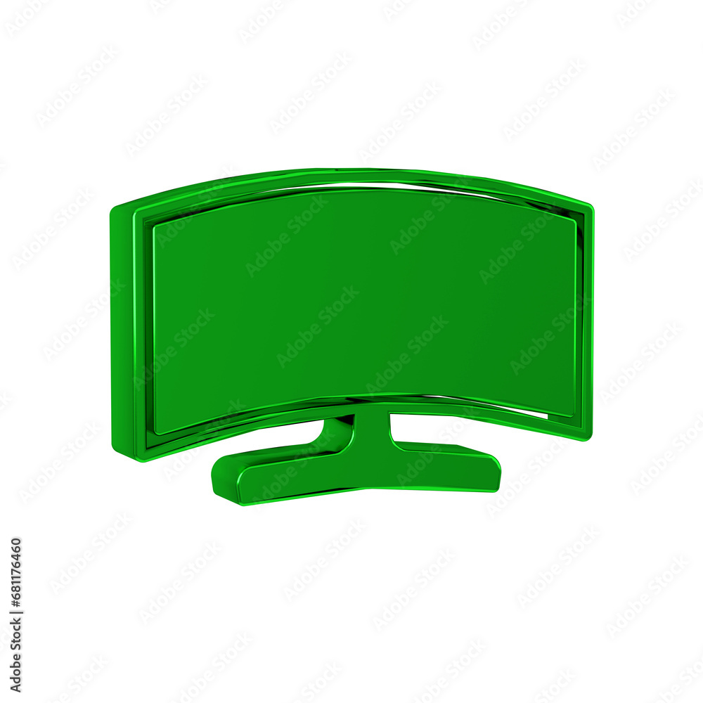 Poster green computer monitor icon isolated on transparent background. pc component sign.
