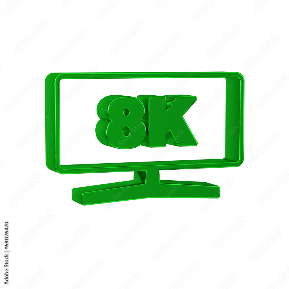 Poster green computer monitor icon isolated on transparent background. pc component sign.