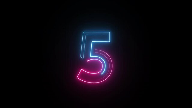 Neon number 5 with alpha channel, neon numbers, number five