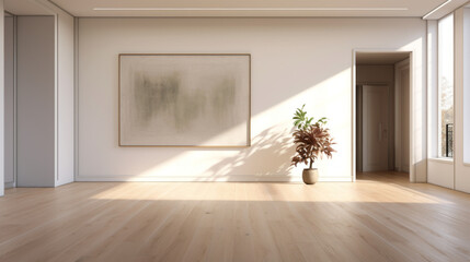 a bright and airy hallway with white walls and a wooden floor