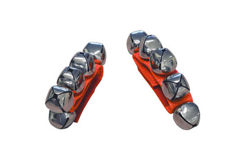 Musical folk instrument wrist bells, isolated on a white background