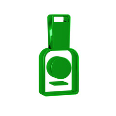 Fototapeta premium Green Bottle of nail polish icon isolated on transparent background.