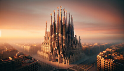Dawn's Light on Sagrada Família - obrazy, fototapety, plakaty