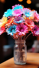 Sunflower neon flower generative ai