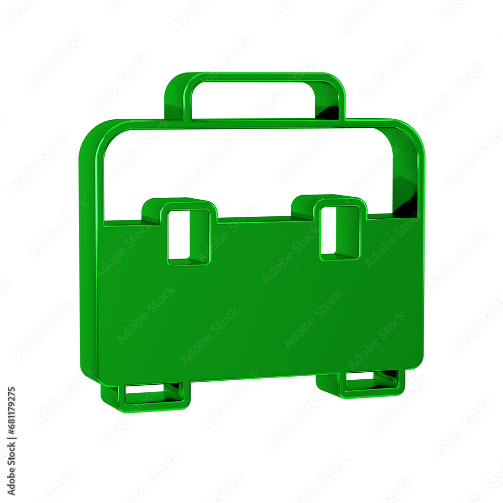 Poster green toolbox icon isolated on transparent background. tool box sign.