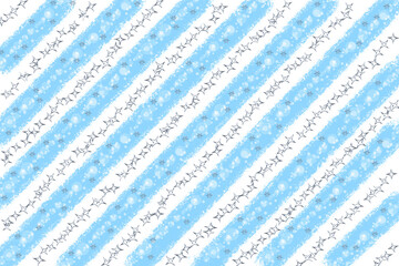 Blue and white diagonal lines with silver glitter. Seamless pattern background