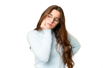 Teenager girl over isolated chroma key background with toothache