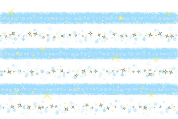 Blue and white horizontal stripes with gold glitter. Pattern background