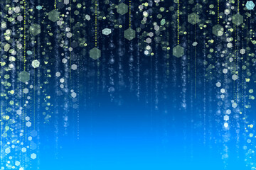 Dark blue abstract background with golden defocus lights.