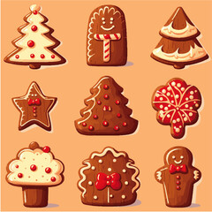 vector set of christmas gingerbread cookies