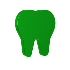 Green Tooth icon isolated on transparent background. Tooth symbol for dentistry clinic or dentist medical center and toothpaste package.