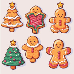 vector set of christmas gingerbread cookies