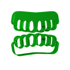 Green Dentures model icon isolated on transparent background. Teeth of the upper jaw. Dental concept. © Iryna