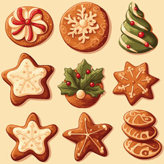 vector set of christmas gingerbread cookies