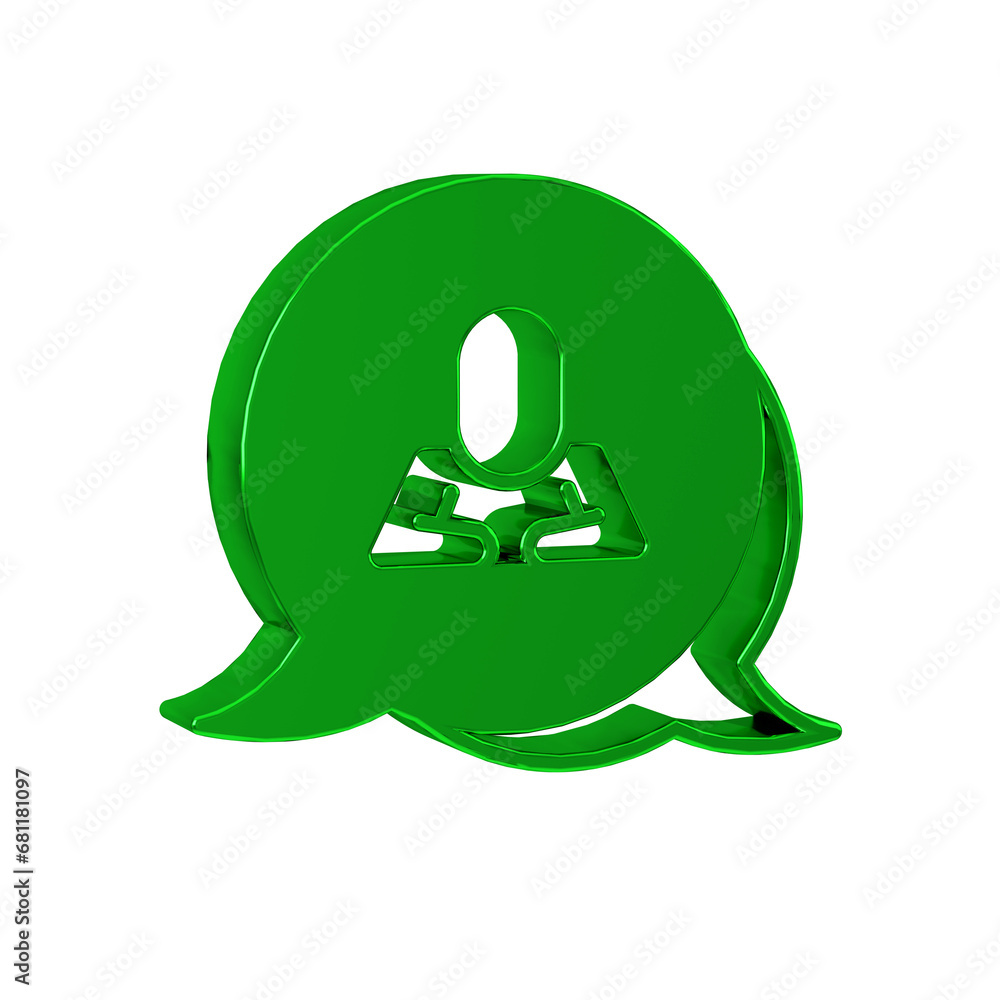 Poster green speech bubble chat icon isolated on transparent background. message icon. communication or com