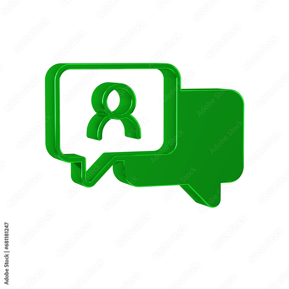 Poster green speech bubble chat icon isolated on transparent background. message icon. communication or com