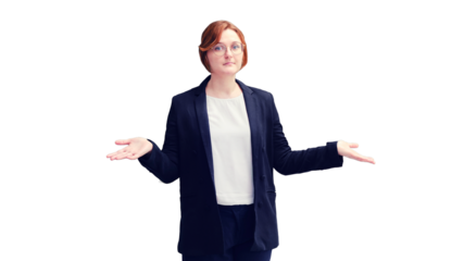 The teacher spreads his hands near the empty school blackboard, copy space for text, isolated on a white background. Concept of problems with education due to the coronavirus epidemic