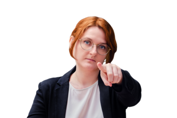 A teacher points a finger forward against a blackboard with the text 2021, isolated on a white background. Problems of school education and Internet lessons in the coronavirus quarantine