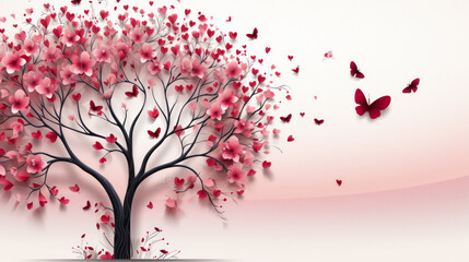 Love Blossoms, Delicate hearts on a charming background, an exquisite setting for Valentines Day joy