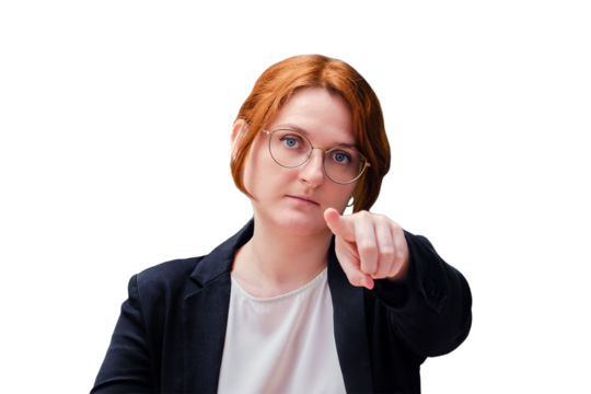 A teacher points a finger forward against a blackboard with the text 2021, isolated on a white background. Problems of school education and Internet lessons in the coronavirus quarantine