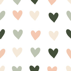 boho pastel color nursery style hearts icon seamless pattern
