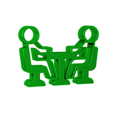 Green Meeting icon isolated on transparent background. Business team meeting, discussion concept, analysis, content strategy. Presentation conference.