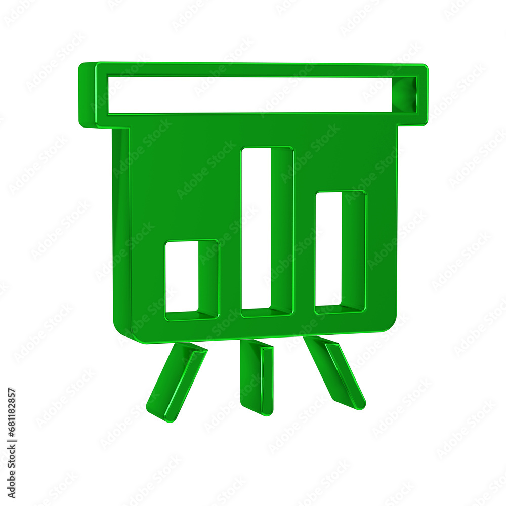 Poster green board with graph chart icon isolated on transparent background. report text file icon. account