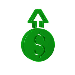 Green Financial growth dollar coin icon isolated on transparent background. Increasing revenue.