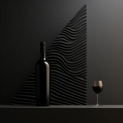 a bottle and glass of wine - obrazy, fototapety, plakaty