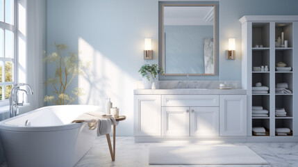 Fototapeta na wymiar a bathroom with a white sink and a white toilet 