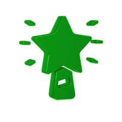 Green Christmas star icon isolated on transparent background. Merry Christmas and Happy New Year.