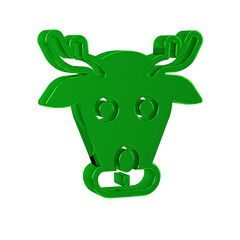 Green Reindeer icon isolated on transparent background. Merry Christmas and Happy New Year.