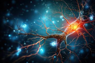 A Brain With Neurons And Neurons - obrazy, fototapety, plakaty